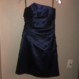 Navy blue mini cocktail dress with ruffles